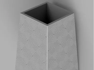 Decorative Vase Cube Relief