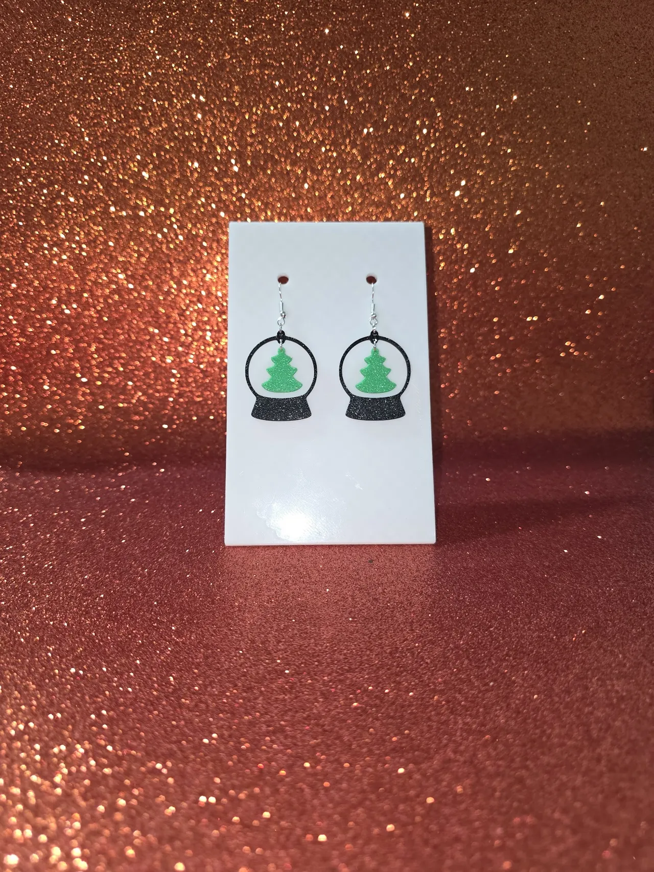 Tree in a crystal ball earrings view 2