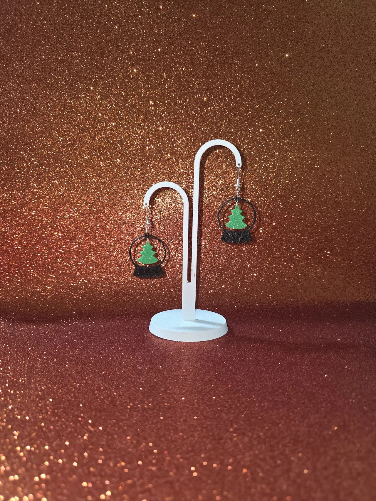 Tree in a crystal ball earrings view 3
