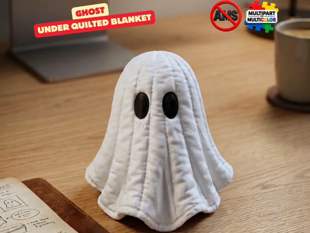 Adorno temático: Ghost Under Quilted Blanket – Cute Halloween Decor. Referencia del modelo original.