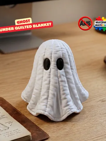 Adorno temático: Ghost Under Quilted Blanket – Cute Halloween Decor — vista de referencia 2