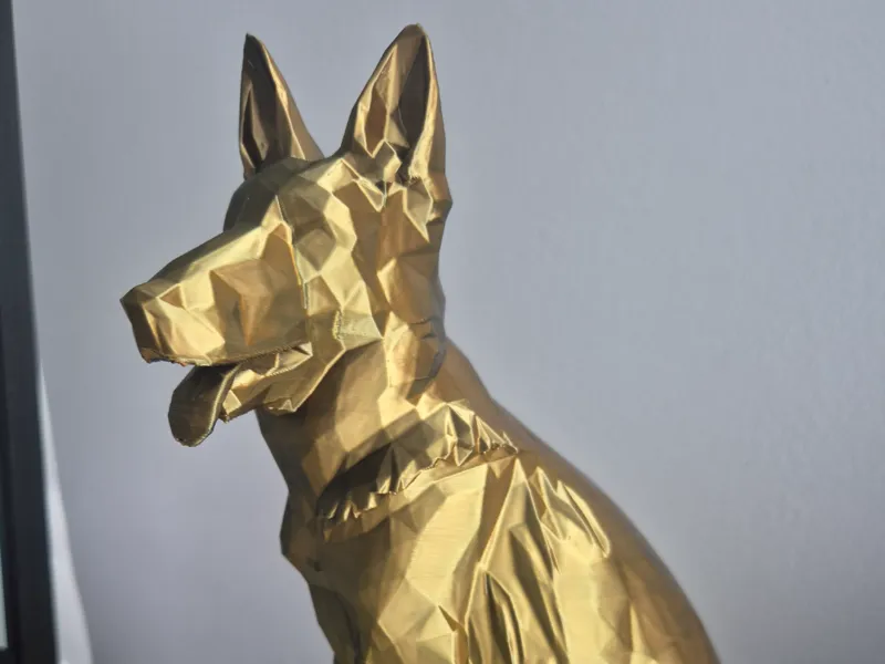 low poly german shepherd figurine