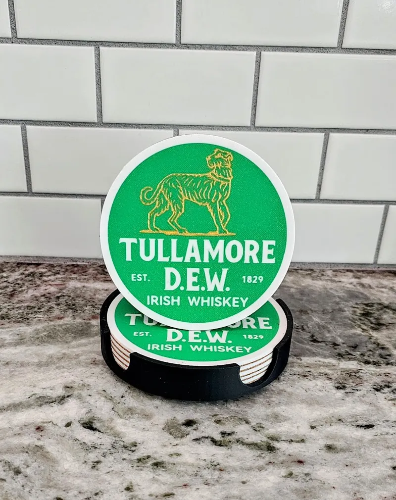 Tullamore Dew Whiskey coaster set.