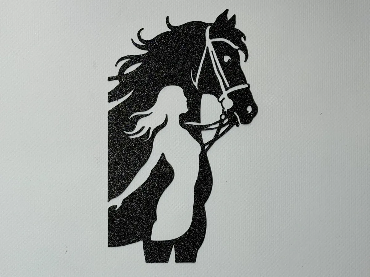 Silhouette murale cheval et jeune fille