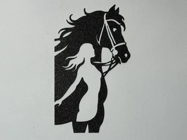 Silhouette murale cheval et jeune fille