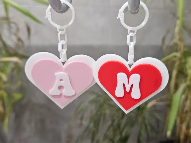 Heart Initials Keychains