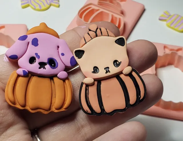 Pets in a Pumpkin Polymer Clay Earring Cutter Set