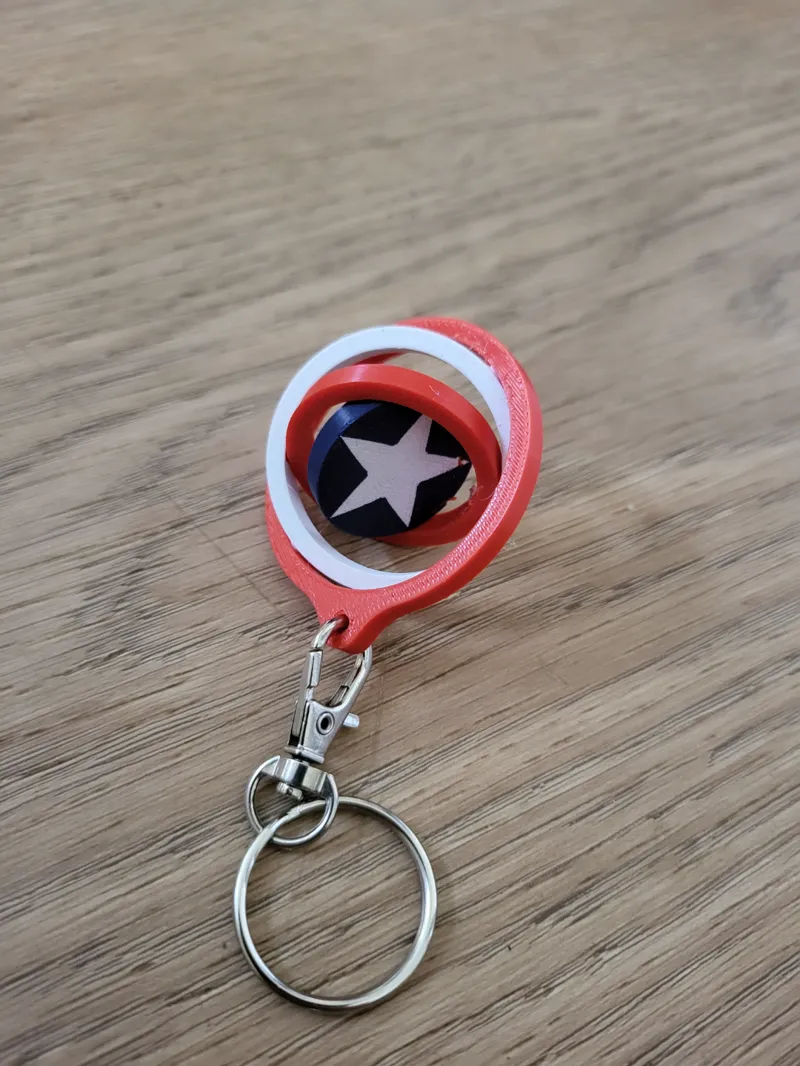 Captain America Shield Gyroscopic Fidget Keyring