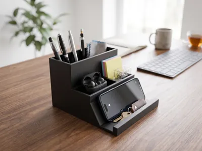Modern Tiered Desk Organizer & Phone Stand
