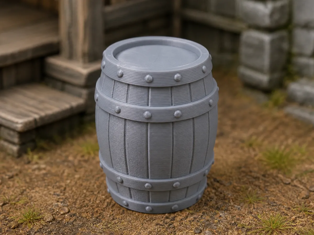 Tonneau médiéval — décor de figurines 28 mm