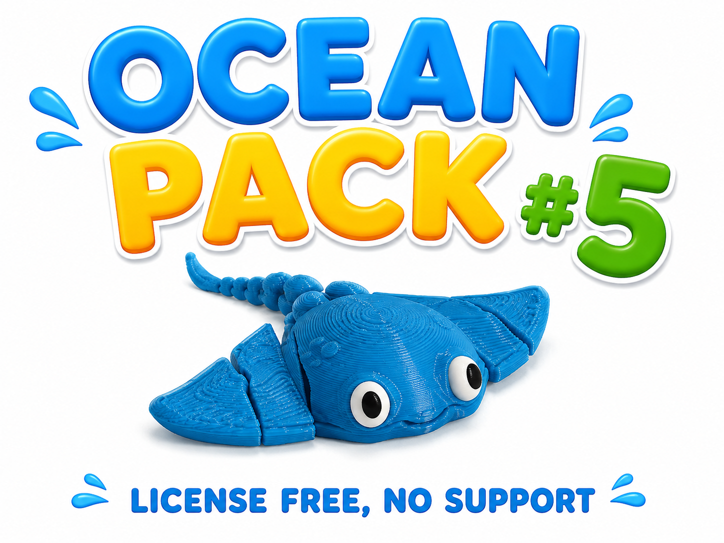 Cute Stingray – Ocean Pack #5 | Print-in-Place - 1