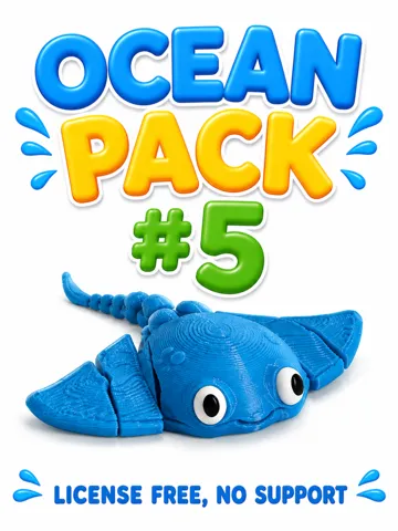 Letrero o emblema decorativo: Cute Stingray – Ocean Pack #5 | Print-in-Place — vista de referencia 2