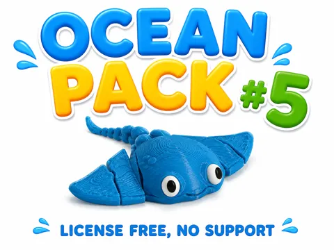 Letrero o emblema decorativo: Cute Stingray – Ocean Pack #5 | Print-in-Place — referencia de MakerWorld