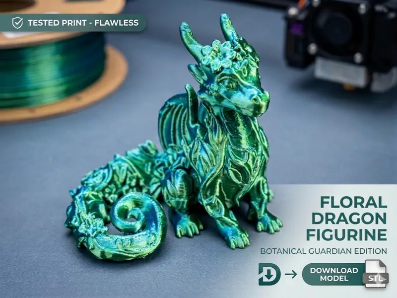 Cute Floral Dragon - Desk Companion
