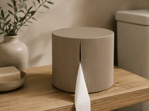Letrero o emblema decorativo: Japandi Fluted Toilet Paper Dispenser — referencia de MakerWorld