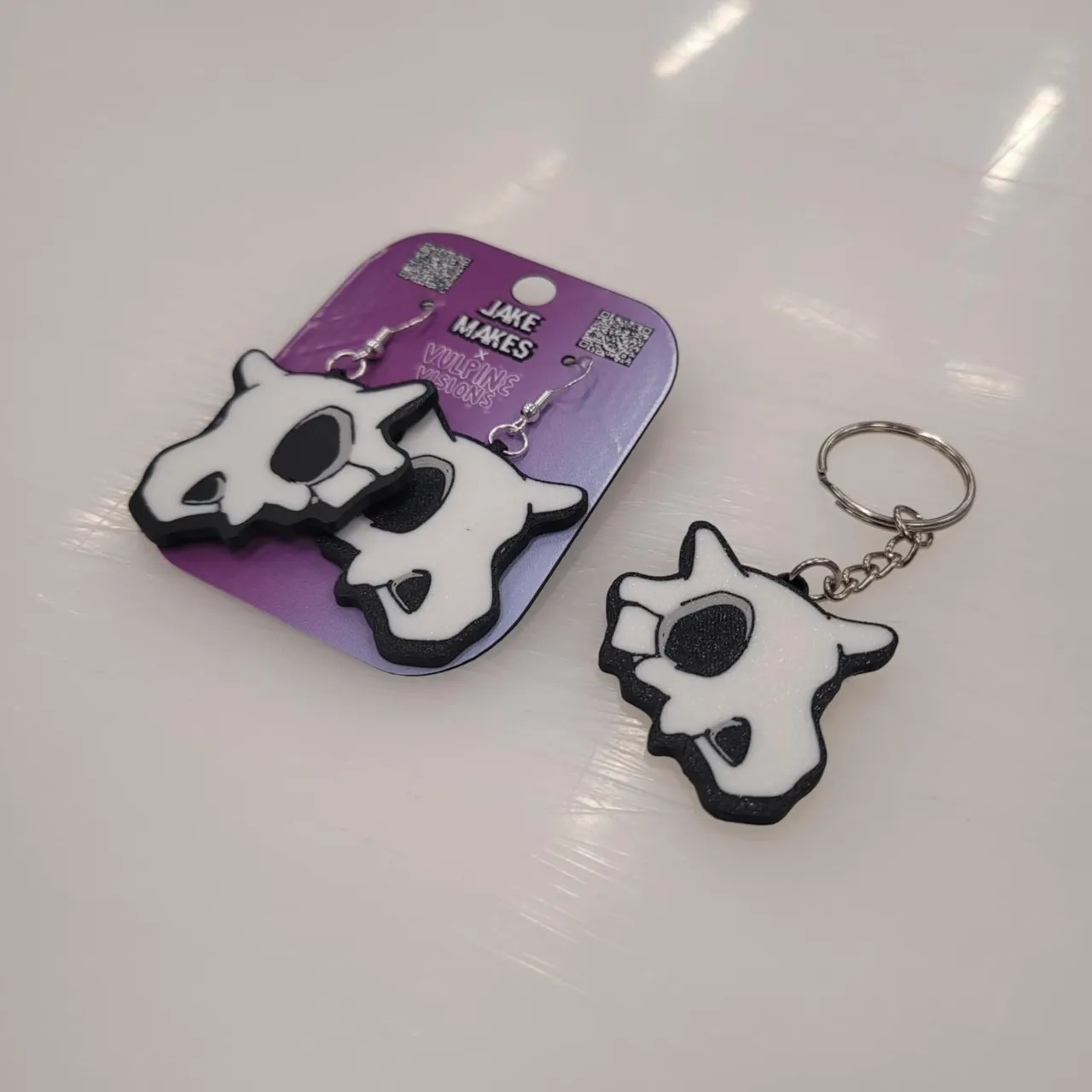 Cubone Keychain/Earrings view 3