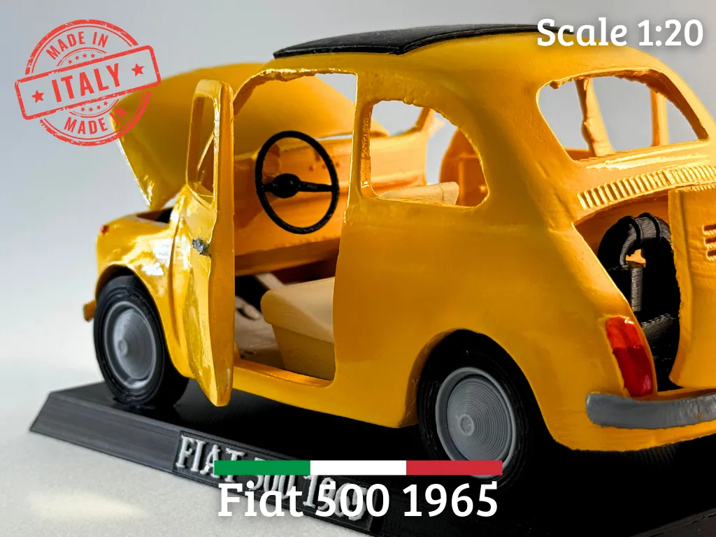 1965 Fiat 500 Model Easy Print Detailed Features view 3