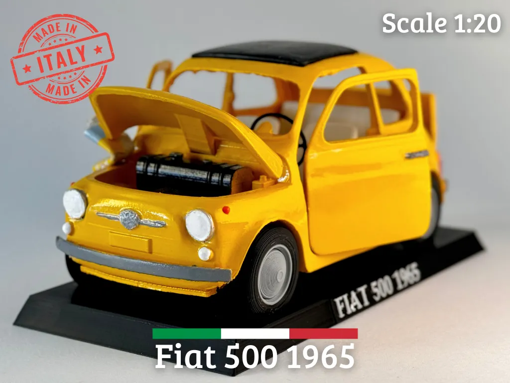 1965 Fiat 500 Model Easy Print Detailed Features by STRD3DLab MakerWorld: Download Free 3D Models - 3D model önizlemesi