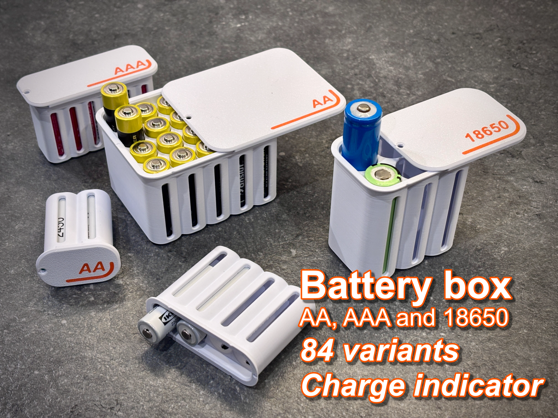 Battery Storage Box - slide&click, indicator