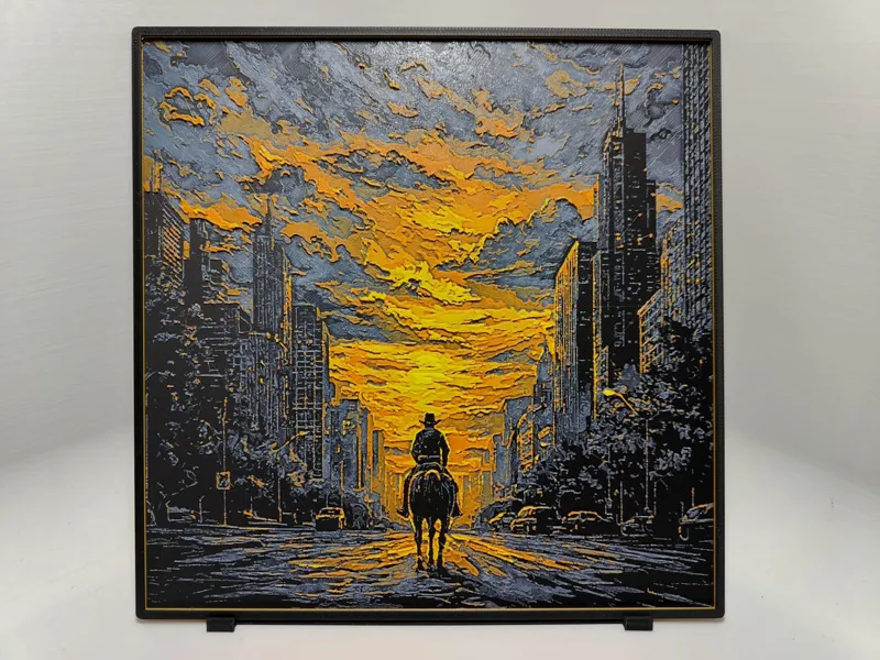 Lone Cowboy Sunset - Hueforge