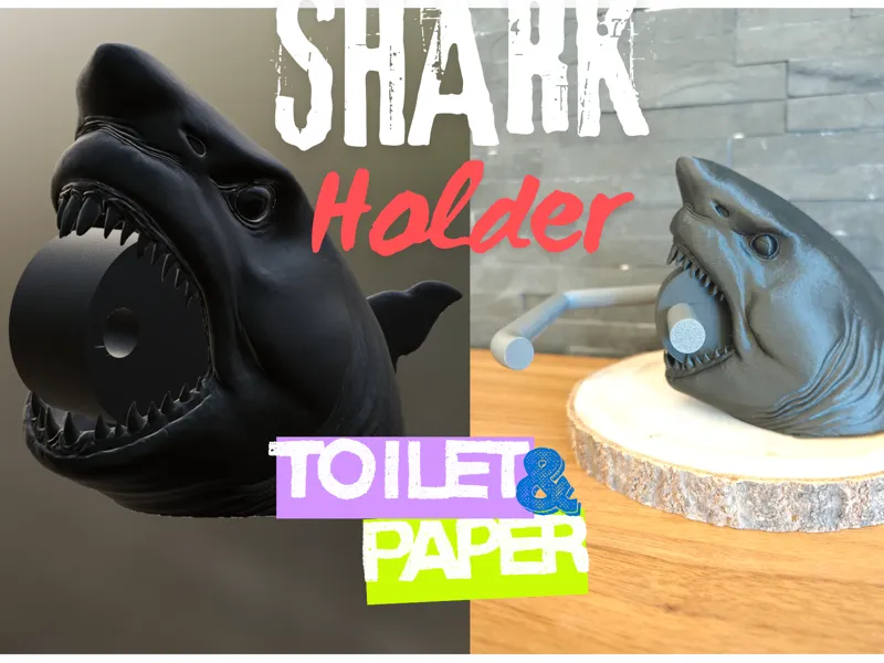 Toilettenpapier Halter im Hai Design 3D Druckdatei