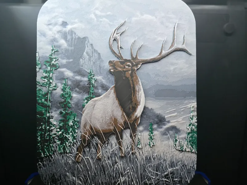 Elk on Mountain Top HueForge