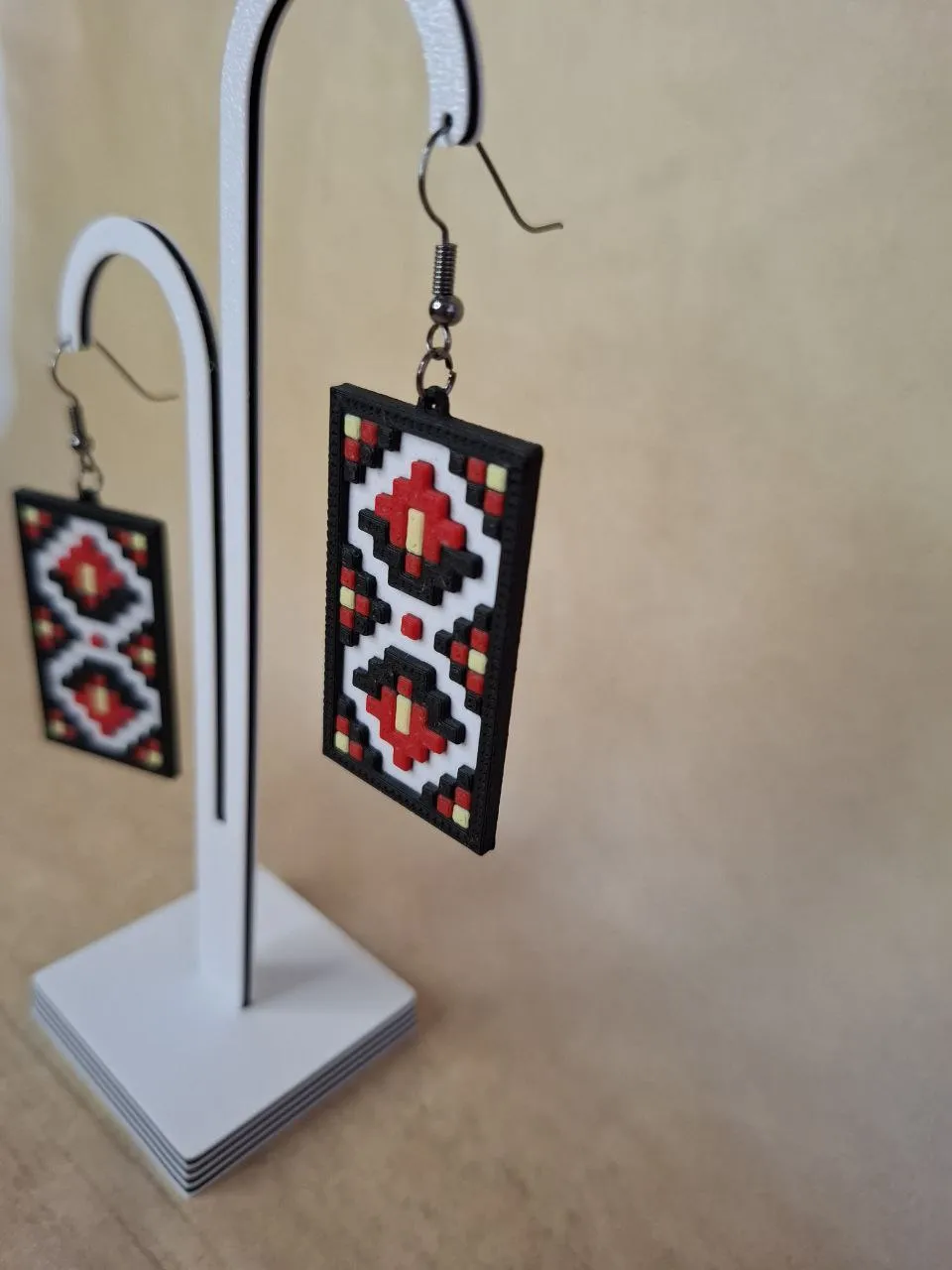 Pixel Vyshyvanka Earrings | Ukrainian Folk Style view 3
