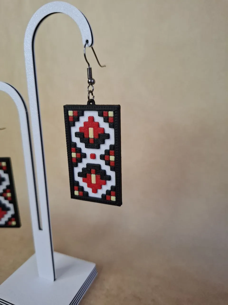 Pixel Vyshyvanka Earrings | Ukrainian Folk Style view 4