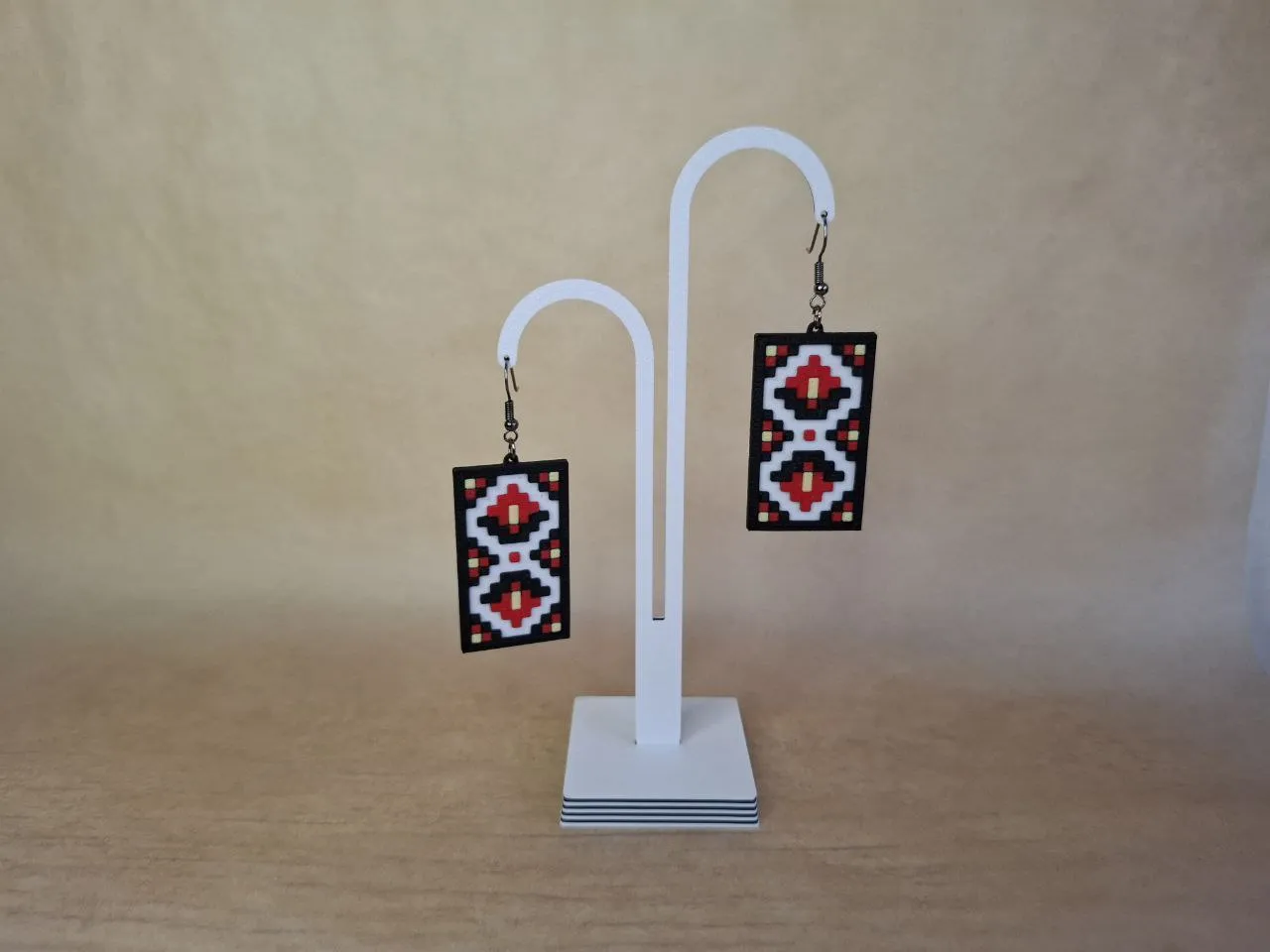 Pixel Vyshyvanka Earrings | Ukrainian Folk Style view 2