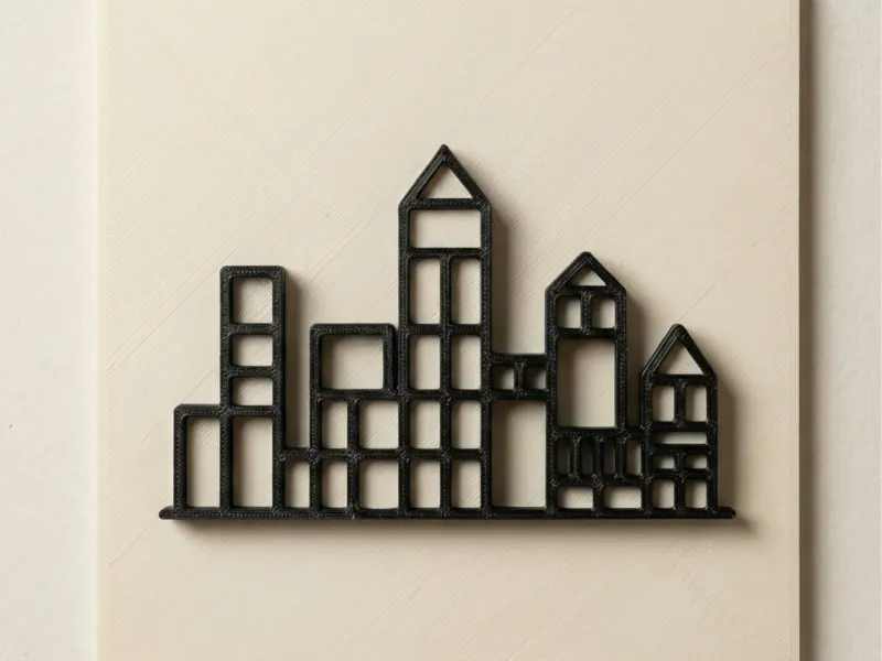 Building Blocks Cityscape - 3D Print Wall Art
