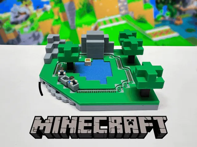 Minecraft Diorama – Moving Minecarts & Boat