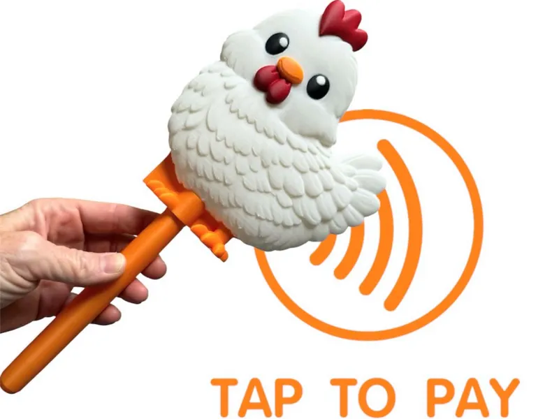 Chicken rooster tap to pay wand magic