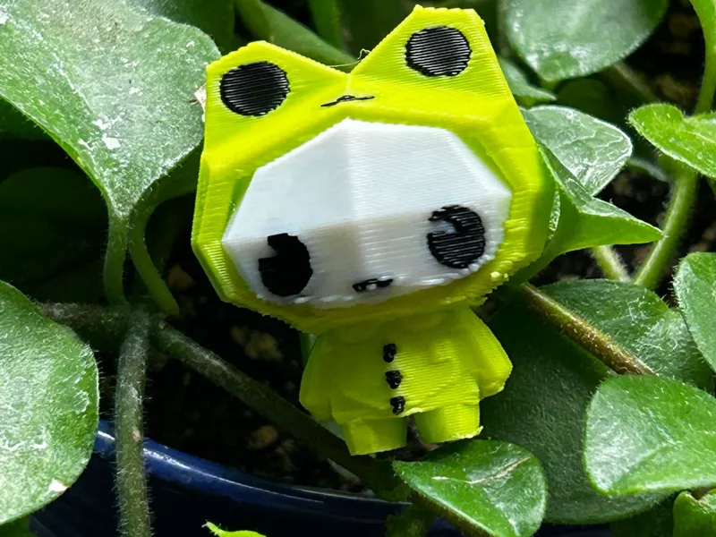 Kawaii Low Poly Cat im Frog Costume