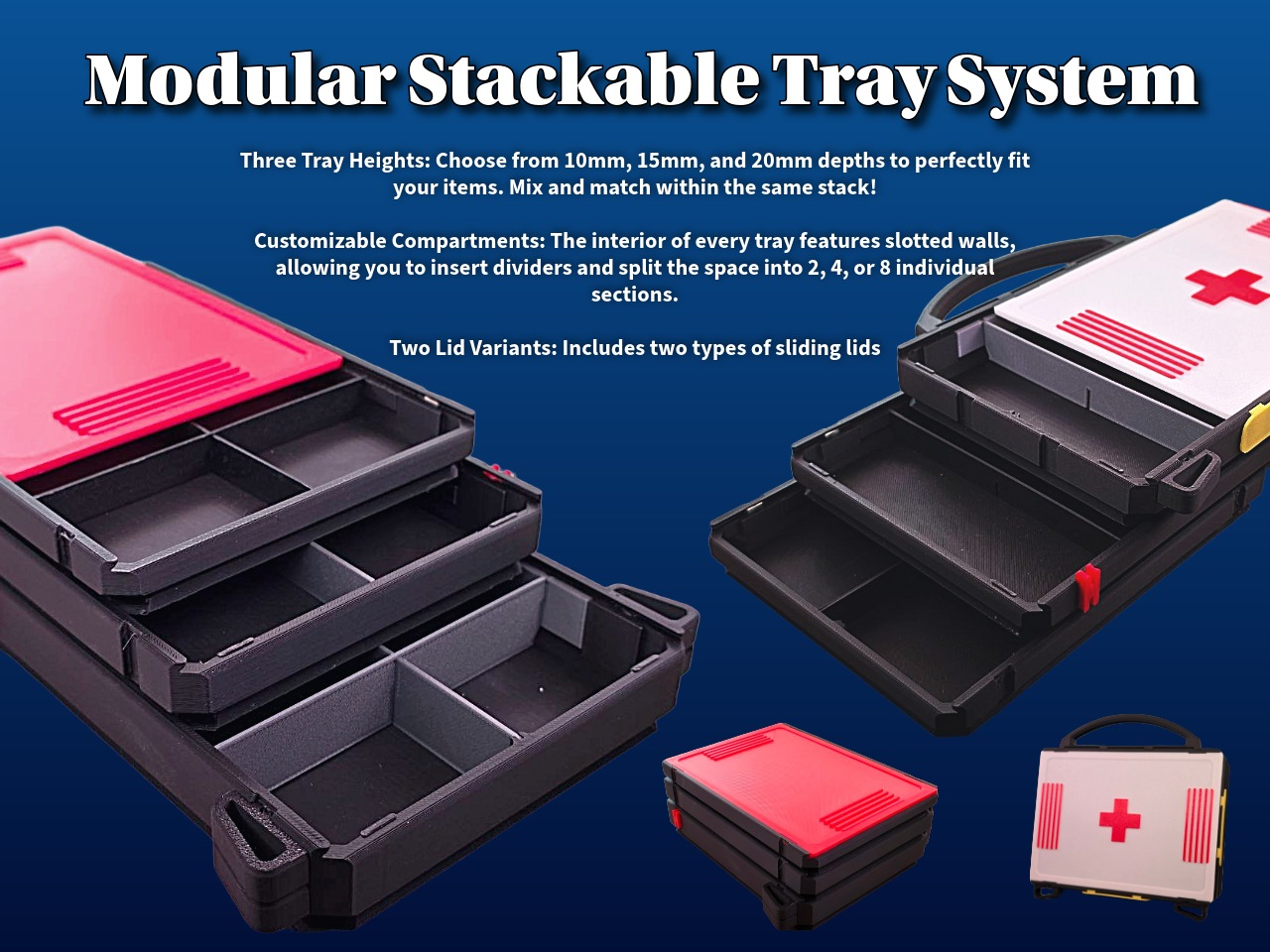 Ultimate Modular Stackable Tray System with handle