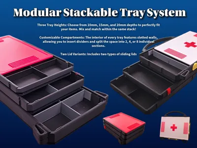 Ultimate Modular Stackable Tray System with handle