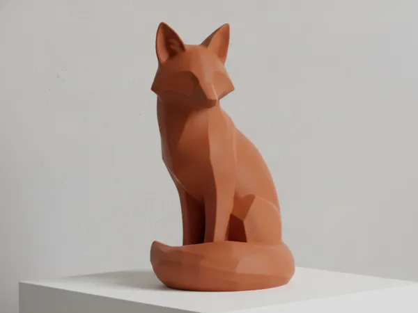 Statue abstraite de renard low poly