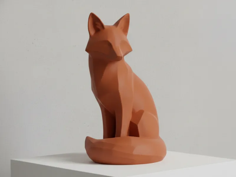 Low poly abstract fox statue sculpture