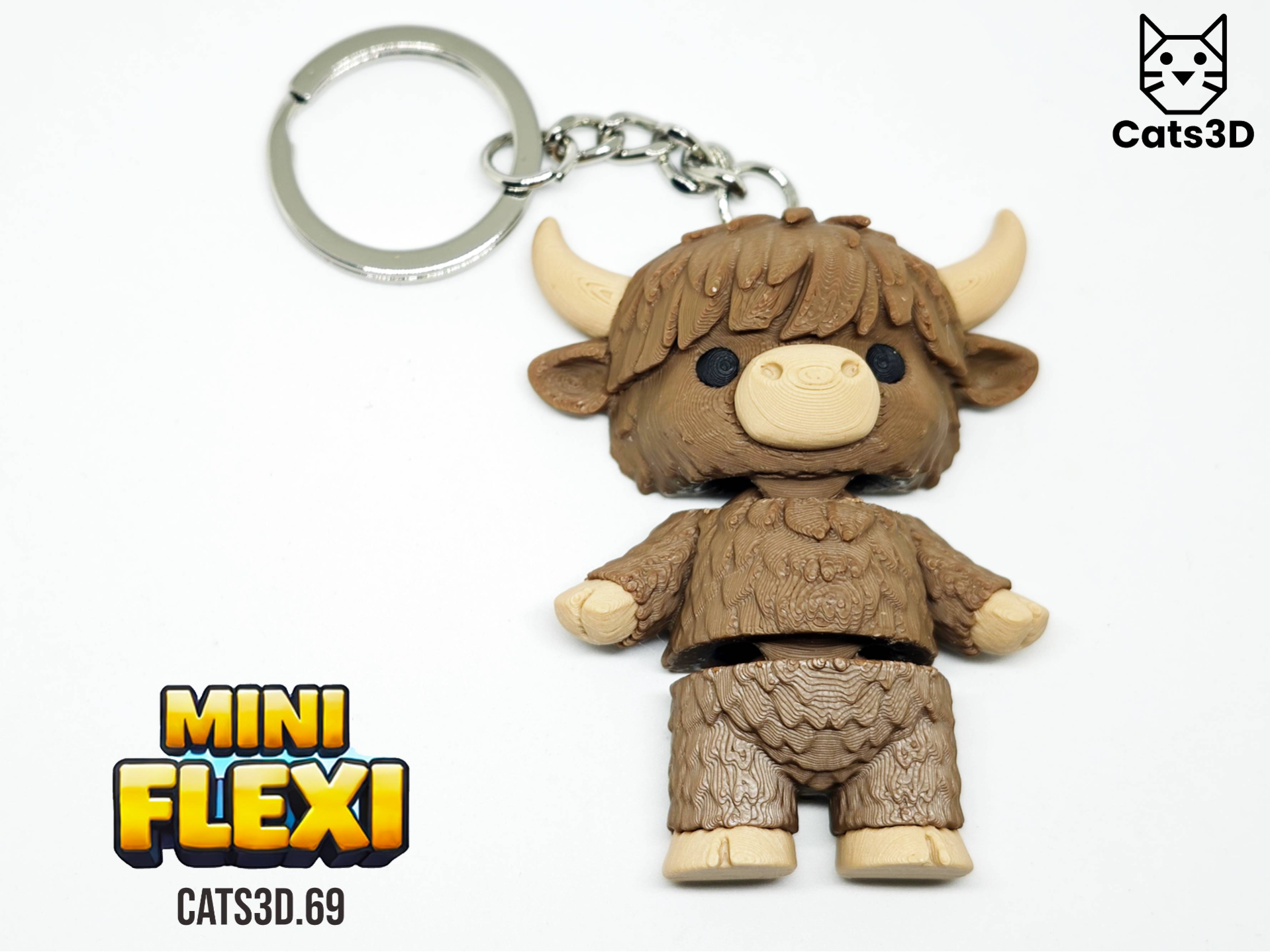 Highland Cow Mini Flexi Keychain