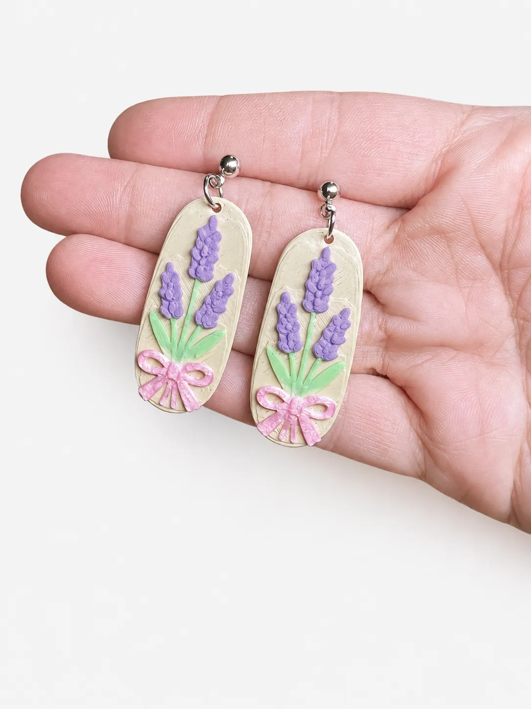 Pendientes florales lavanda view 2