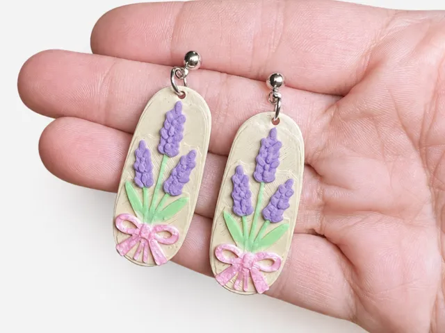 Pendientes florales lavanda