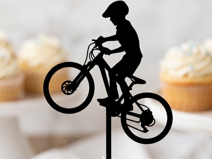 Cup Cake Topper - Boy on Mountain Bike