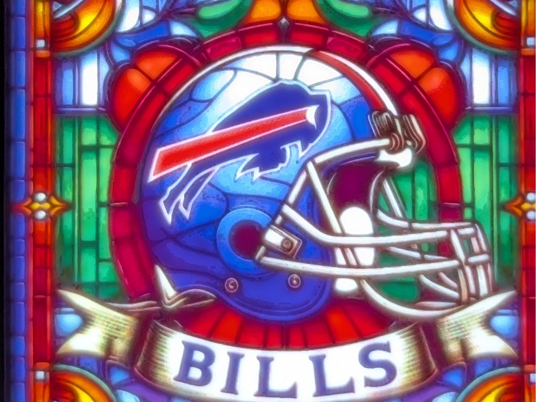 Bills Helmet Stained Glass LITHO