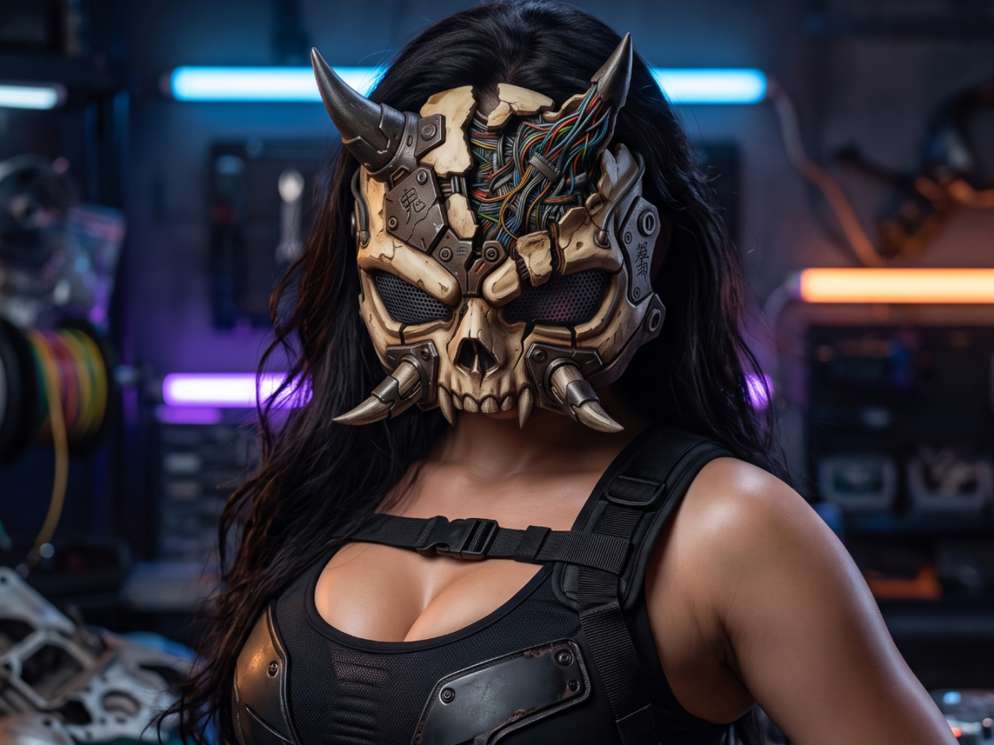Maschera Oni Demone Cyberpunk Borderlands