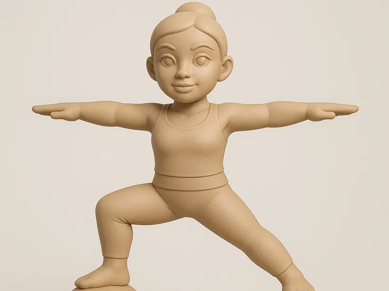 Yoga Warrior Pose Balancing on 2 Balls