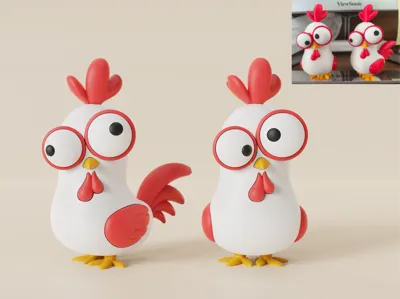 Goofy Cute Chick Desktop Ornament with Wise Eyes