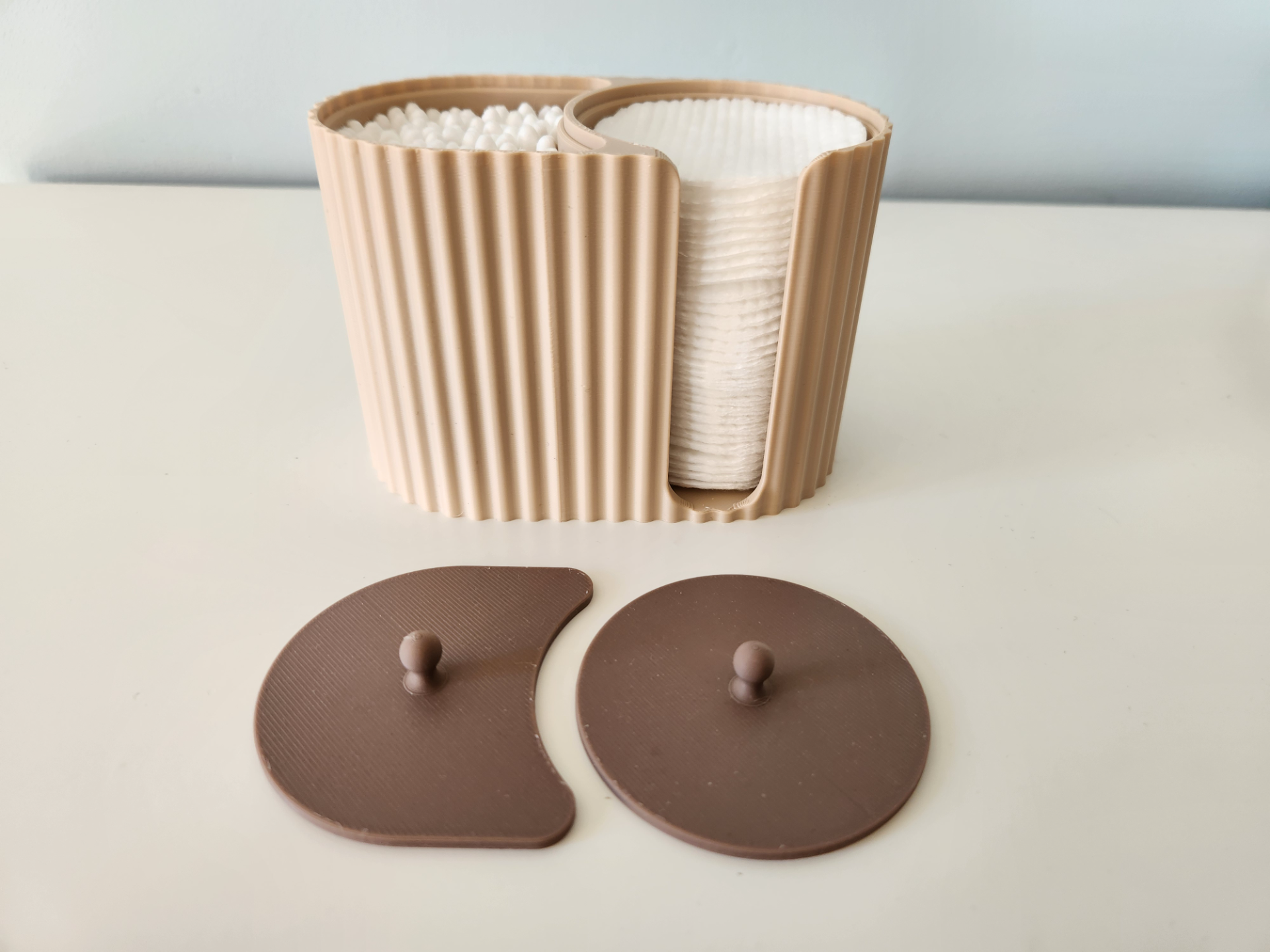 Cotton pads and q-tip organizer with cover