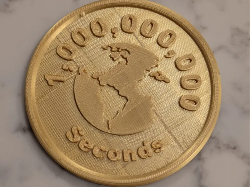 1 Billion Seconds Milestone Coin & Display Stand