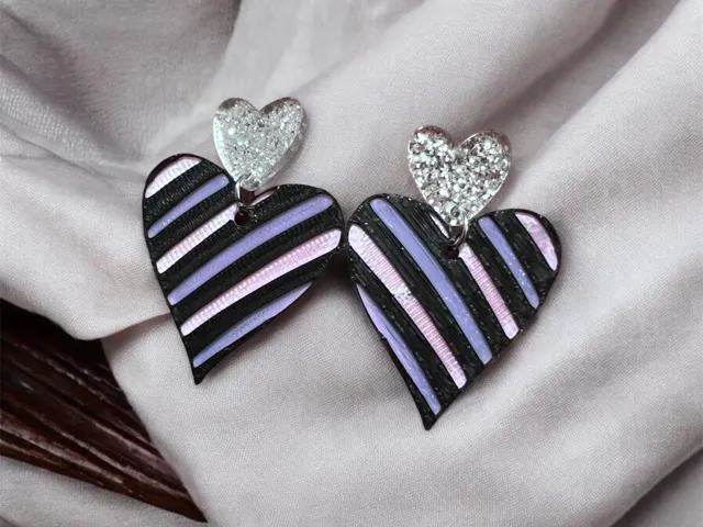 Pendientes Corazón rayas
