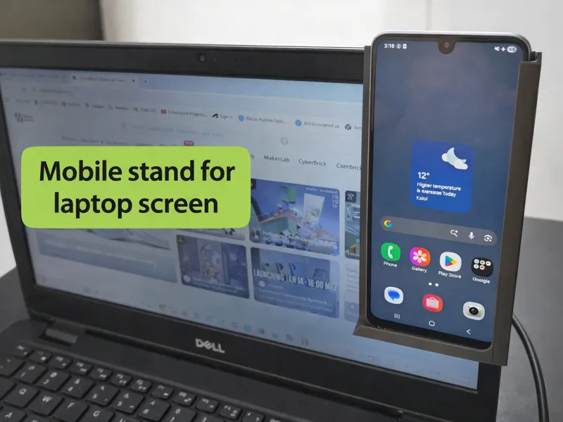 Phone stand for laptop screen V1