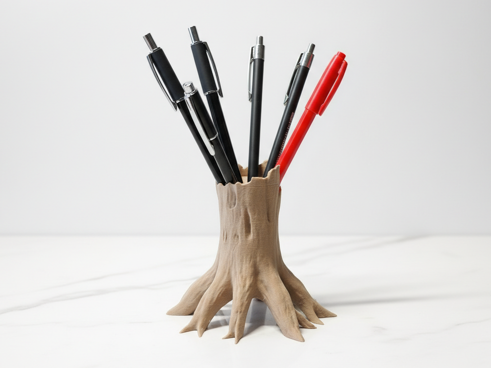 Organic Tree Stump Pen Holder